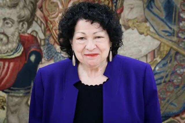 Sonia Sotomayor poses for a photo during a visit with the king of Spain