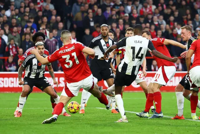 Isak scores for Newcastle against Nottingham Forest