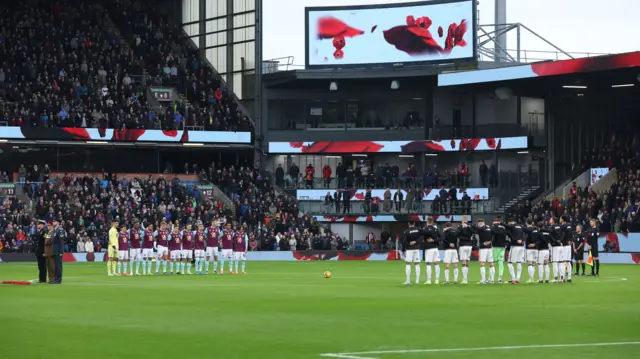 A general view during the Remembrance Day service at Turf Moor