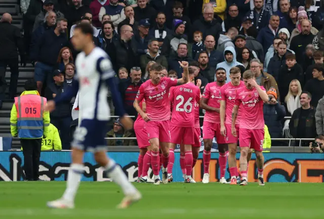 Ipswich players celebrate after taking the lead