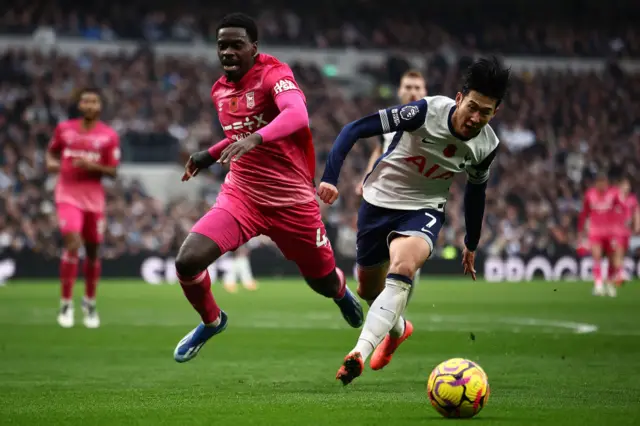 Son Heung min loses the ball during a counter-attack