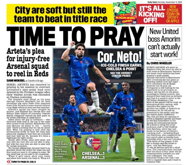 The back page of Monday's Daily Mail