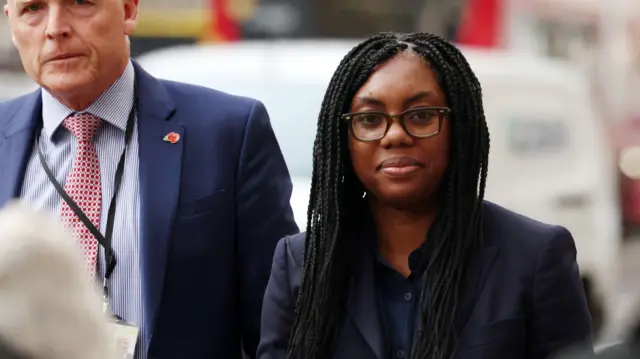 Leader of the Conservative Party Kemi Badenoch arrives at the Post Office Inquiry in London