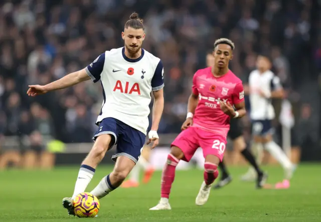 Radu Dragusin of Tottenham Hotspur in action.