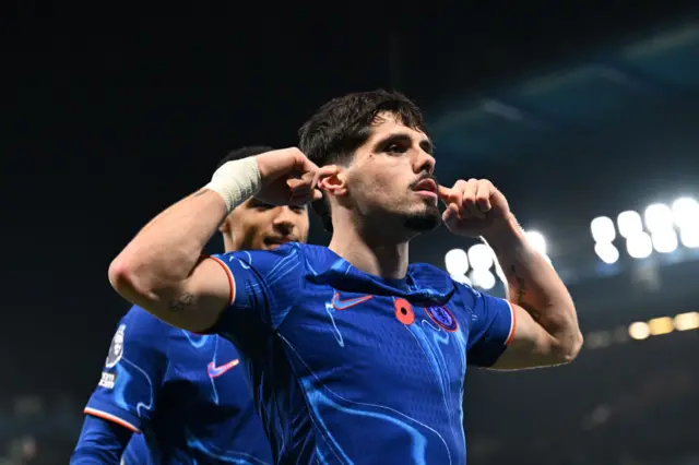 Pedro Neto celebrates after scoring against Arsenal