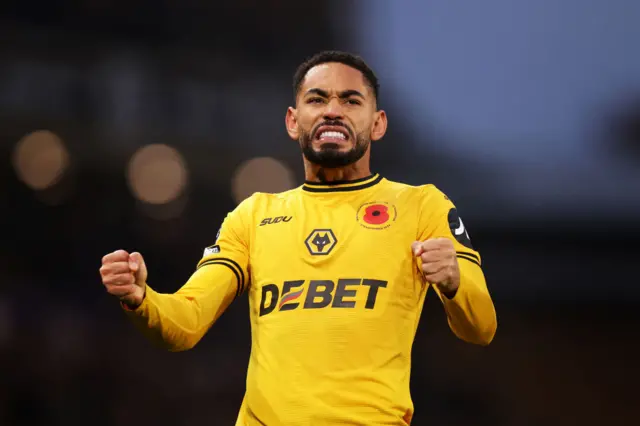 Matheus Cunha celebrates