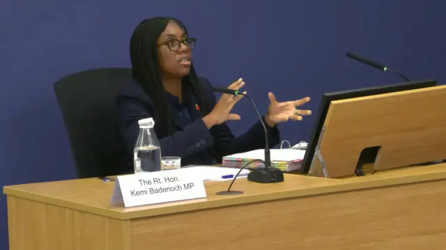 Badenoch speaking at the inquiry
