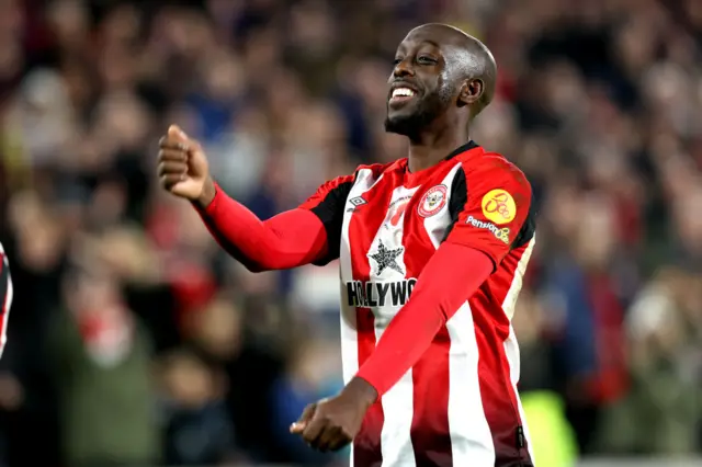 Yoane Wissa celebrates after Brentford beat Bournemouth