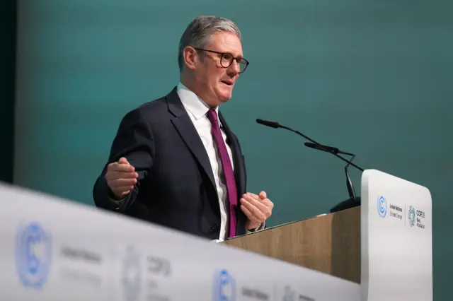 Prime Minister Sir Keir Starmer speaks on day two of the Cop29 climate summit in Baku, Azerbaijan