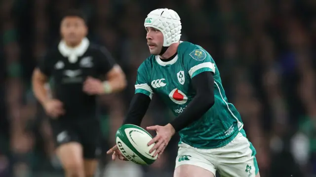 Ireland winger Mack Hansen in action against New Zealand