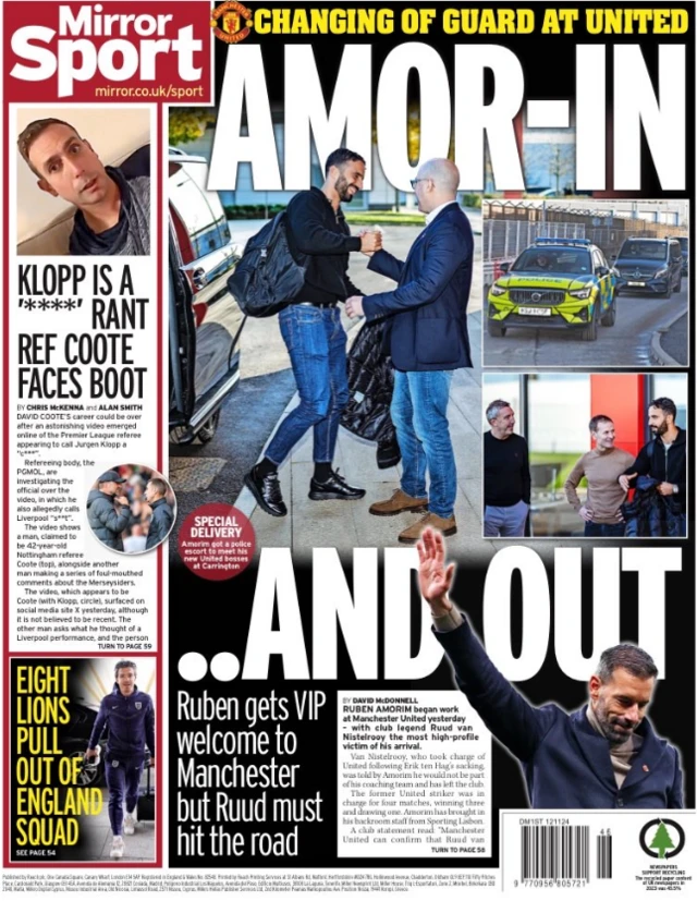 The back page of Tuesday's Mirror