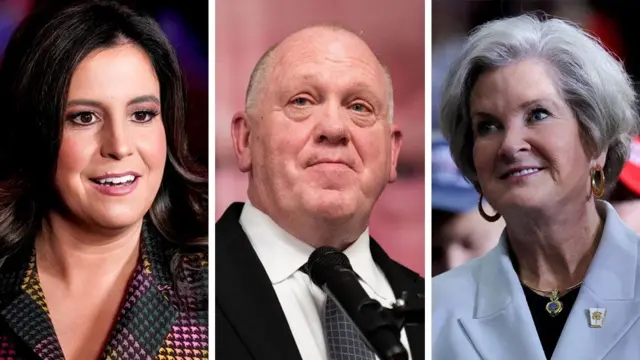 A BBC composite image of Elise Stefanik, Tom Homan and Susie Wiles