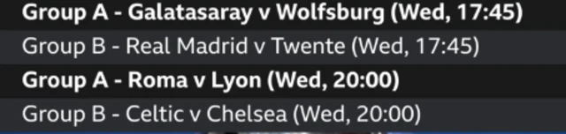 Wednesday's games