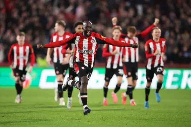 Yoane Wissa of Brentford celebrates