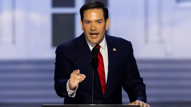 Republican Senator from Florida Marco Rubio delivers remarks