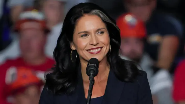 Former U.S. Rep. Tulsi Gabbard attends a campaign rally of Republican presidential nominee and former U.S. President Donald Trump