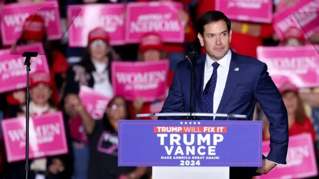 Senator Marco Rubio (R-FL) attends a campaign rally for Republican presidential nominee former U.S. President Donald Trump at Santander Arena in Reading, Pennsylvania