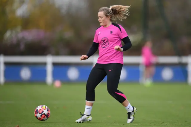 Erin Cuthbert of Chelsea in action during a Chelsea FC Women's Training Session at Chelsea Training Ground.