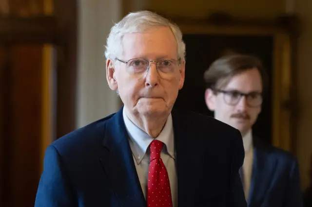 Mitch McConnell seen inside the US Capitol