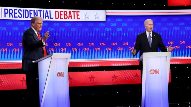 Joe Biden and Donald Trump participate in a Presidential Debate on 27 June in Atlanta, Georgia