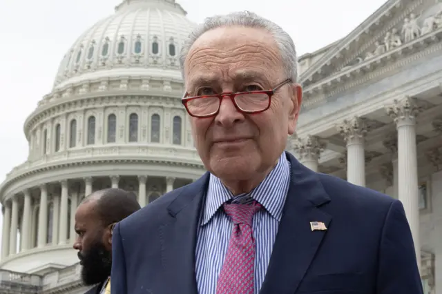 Chuck Schumer photographed outside of the US Capitol