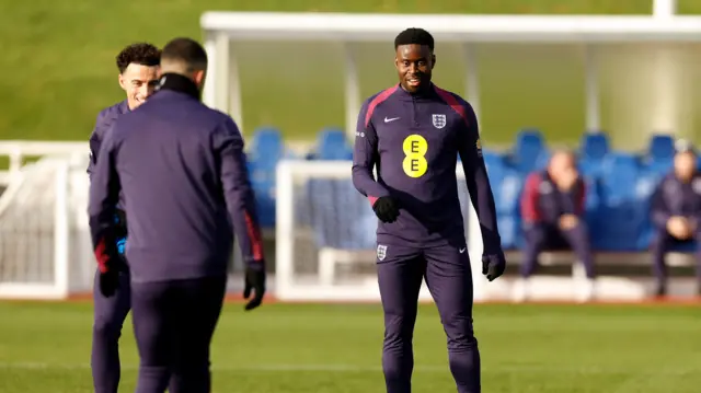 England's Curtis Jones and Marc Guehi during training