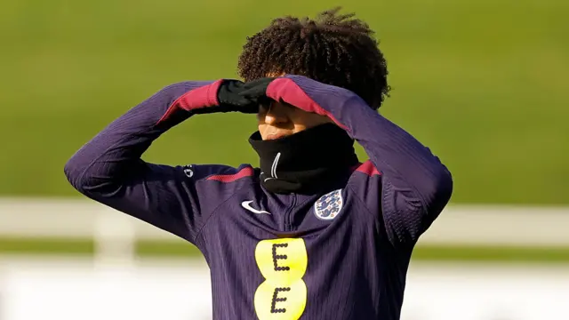 England's Rico Lewis during training