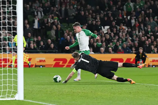 Hradecky denies a strike from Szmodics