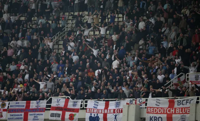 England fans make themselves heard in the away section