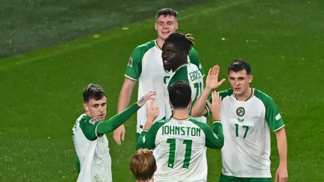 Republic of Ireland celebrating their goal