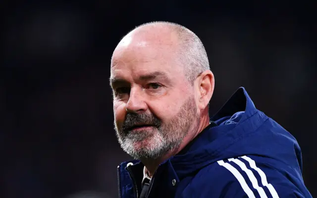 Steve Clarke , Head Coach of Scotland, looks on