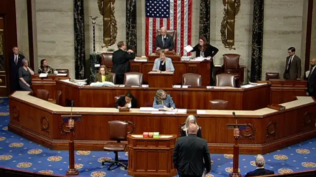 Inside the House of Representatives. Clerk reads out Gaetz statement as proceedings continue behind her