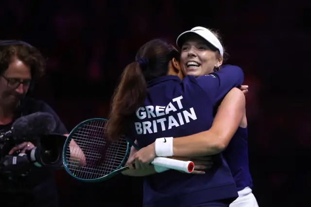 Katie Boulter hugs Anne Keothavong
