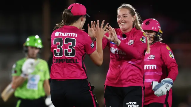 Sophie Ecclestone celebrates a wicket