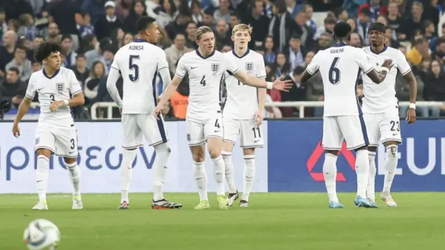 England players celebrate