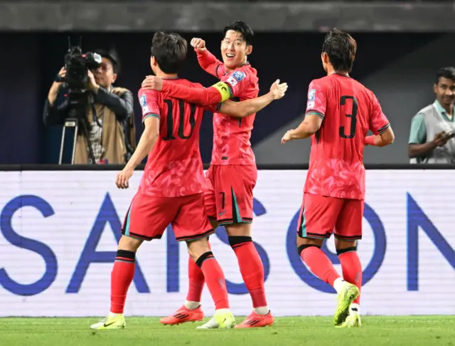 Son Heung-min of Korea Republic celebrates after scoring a goal