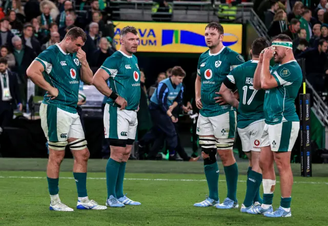 Ireland players dejected at full-time