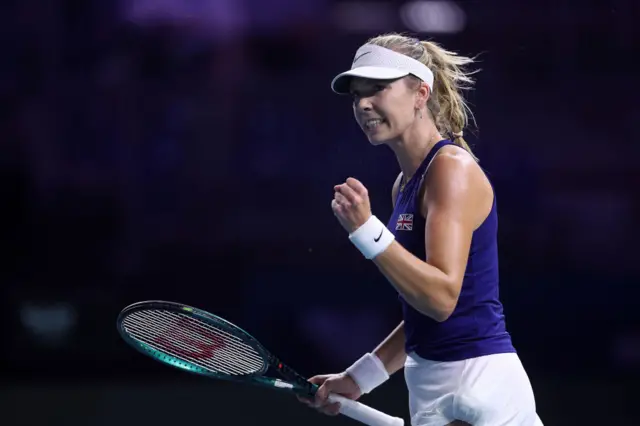 Katie Boulter celebrates a point