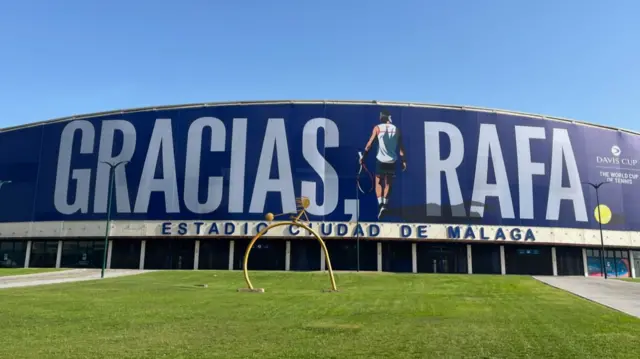 'Gracias Rafa' poster outside Malaga's stadium