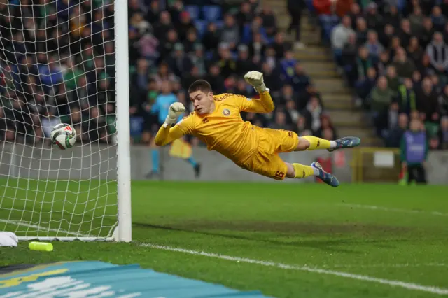 Lapukhov diving to guarantee Spencer's strike doesn't give Northern Ireland the lead