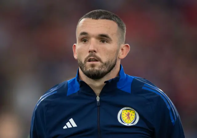 John McGinn of Scotland lines up before the UEFA EURO 2024 group stage match
