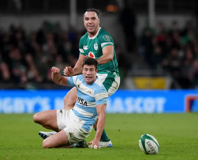 James Lowe battles for the ball