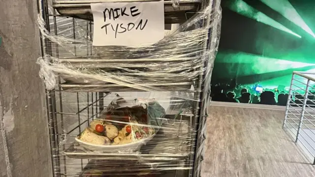 Sandwich trolley with Mike Tyson's name on it