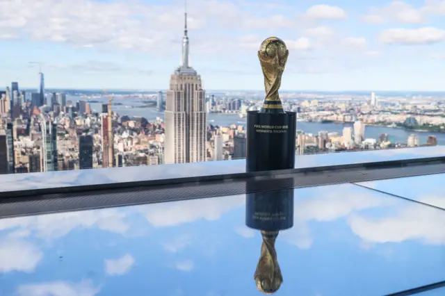 The World Cup with the Empire State Building in background