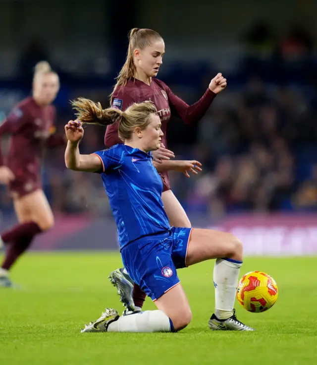 Park is tackled by Cuthbert in midfield