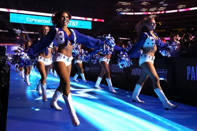 Dallas Cowboys cheerleaders in action