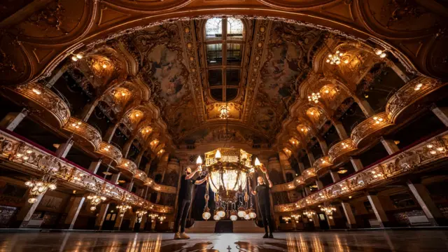 Blackpool Tower ballroom chandeliers cleaned