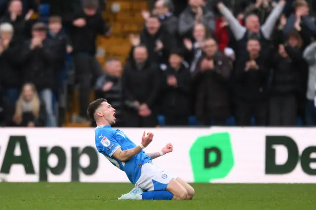 Louie Barry celebrates scoring a goal