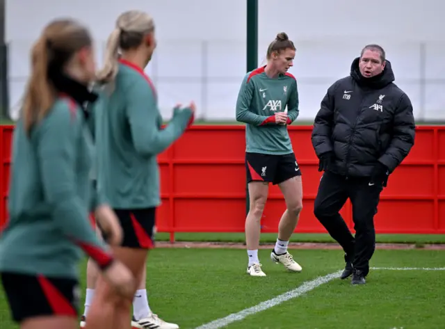 Matt Beard explains a drill in Liverpool training
