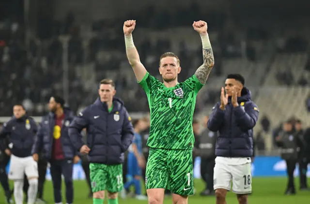 Jordan Pickford of England celebrates